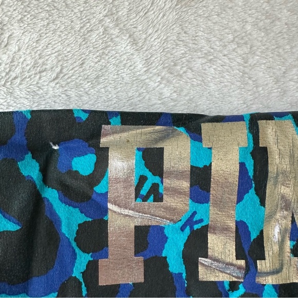 Victoria's Secret PINK vintage black and blue leopard print fold over leggings - Picture 2 of 5
